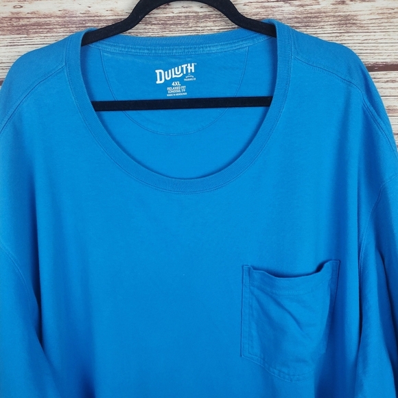 Duluth Trading Mens 4XL Blue Short Sleeve Pocket Longtail T Tee T-Shirt     #155 - Picture 2 of 8